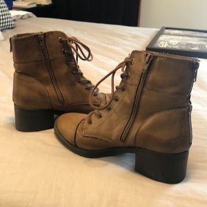 Brown combat boots